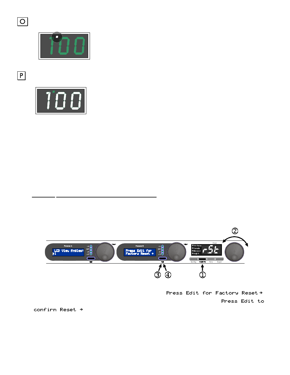 Unloaded preset indicator, Preset display, Special functions | Restoring presets to original factory settings, 2 unloaded preset indicator, 3 preset display | ART Pro Audio DMV-Pro - Dual True-Stereo Effects Processor User Manual | Page 13 / 61