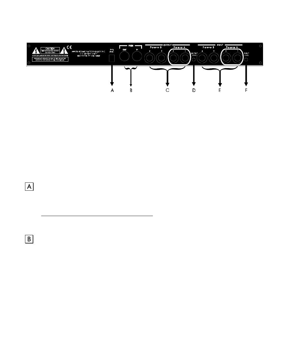 Dmv-pro rear panel controls and connections, Power jack input, Midi in and midi out | Midi in & midi out, Dmv-pro rear panel connections | ART Pro Audio DMV-Pro - Dual True-Stereo Effects Processor User Manual | Page 16 / 61