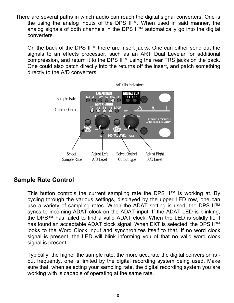 ART Pro Audio DPS II - Digital Preamplifier System User Manual | Page 10 / 19