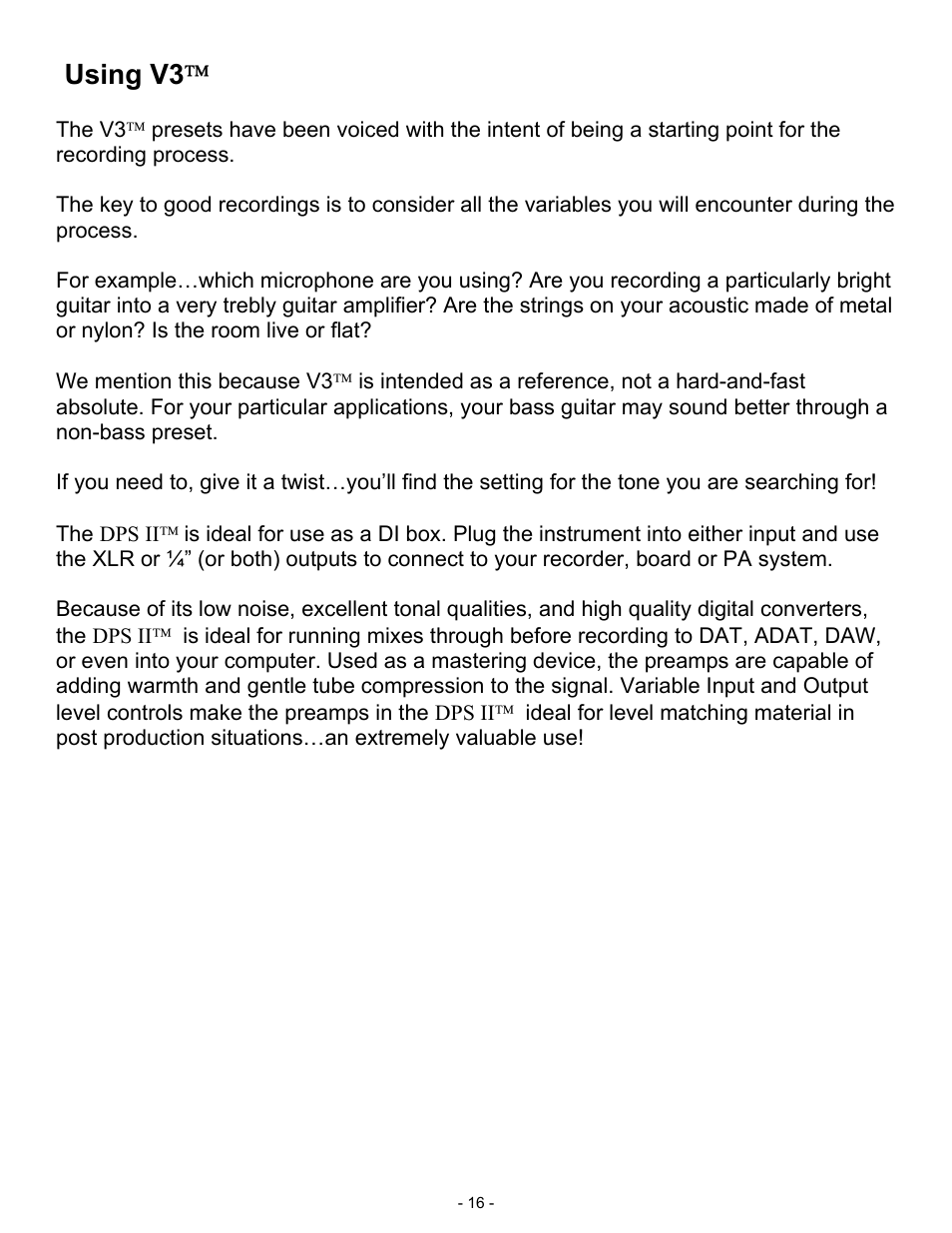 Using v3 | ART Pro Audio DPS II - Digital Preamplifier System User Manual | Page 16 / 19