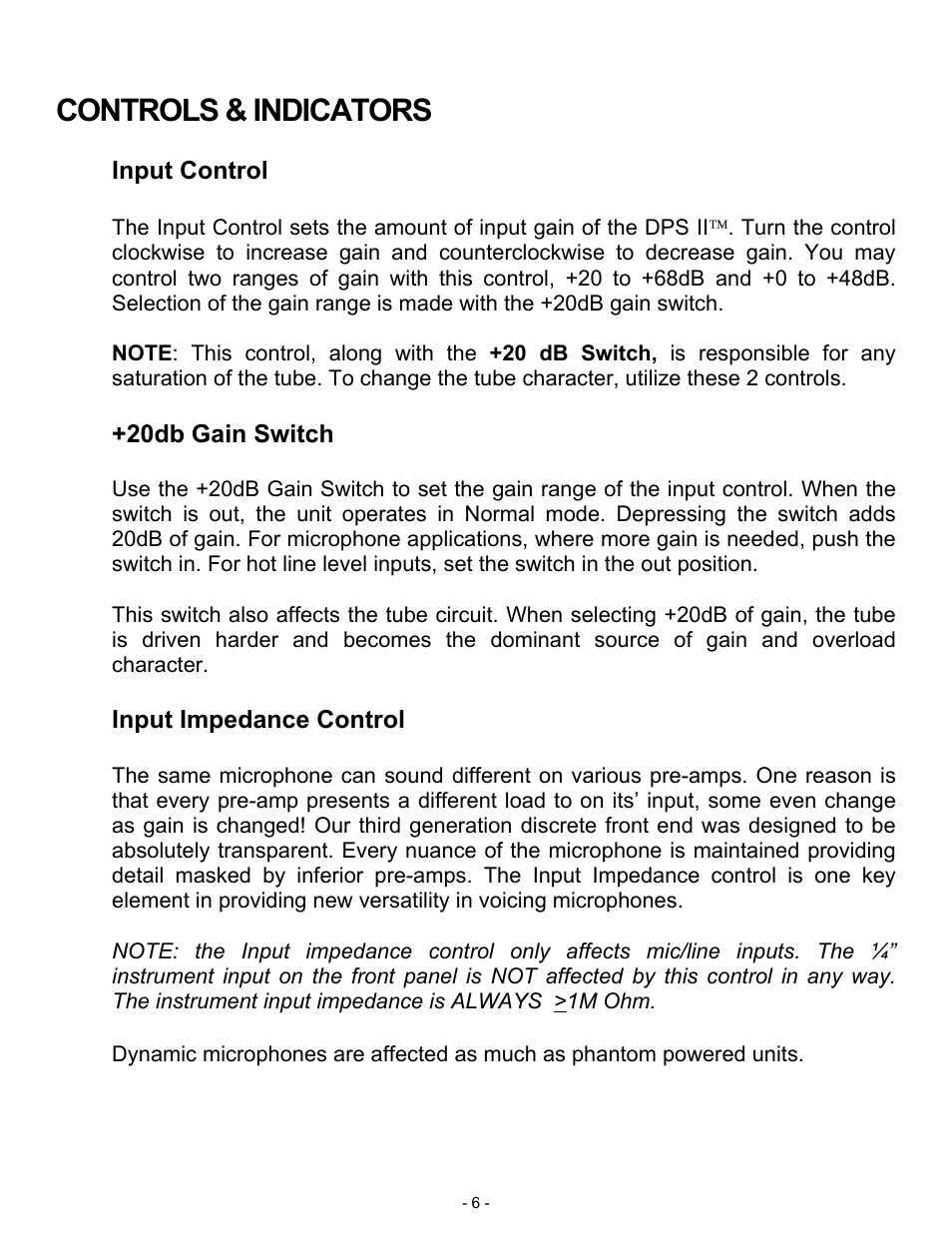 Controls & indicators | ART Pro Audio DPS II - Digital Preamplifier System User Manual | Page 6 / 19