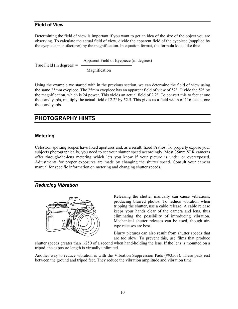 Photography hints | Celestron Refractor 80ED User Manual | Page 10 / 16