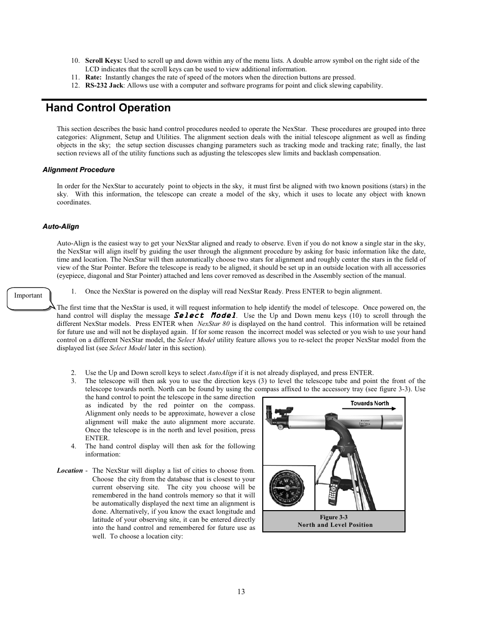 Hand control operation | Celestron NexStar 80GTL User Manual | Page 13 / 44