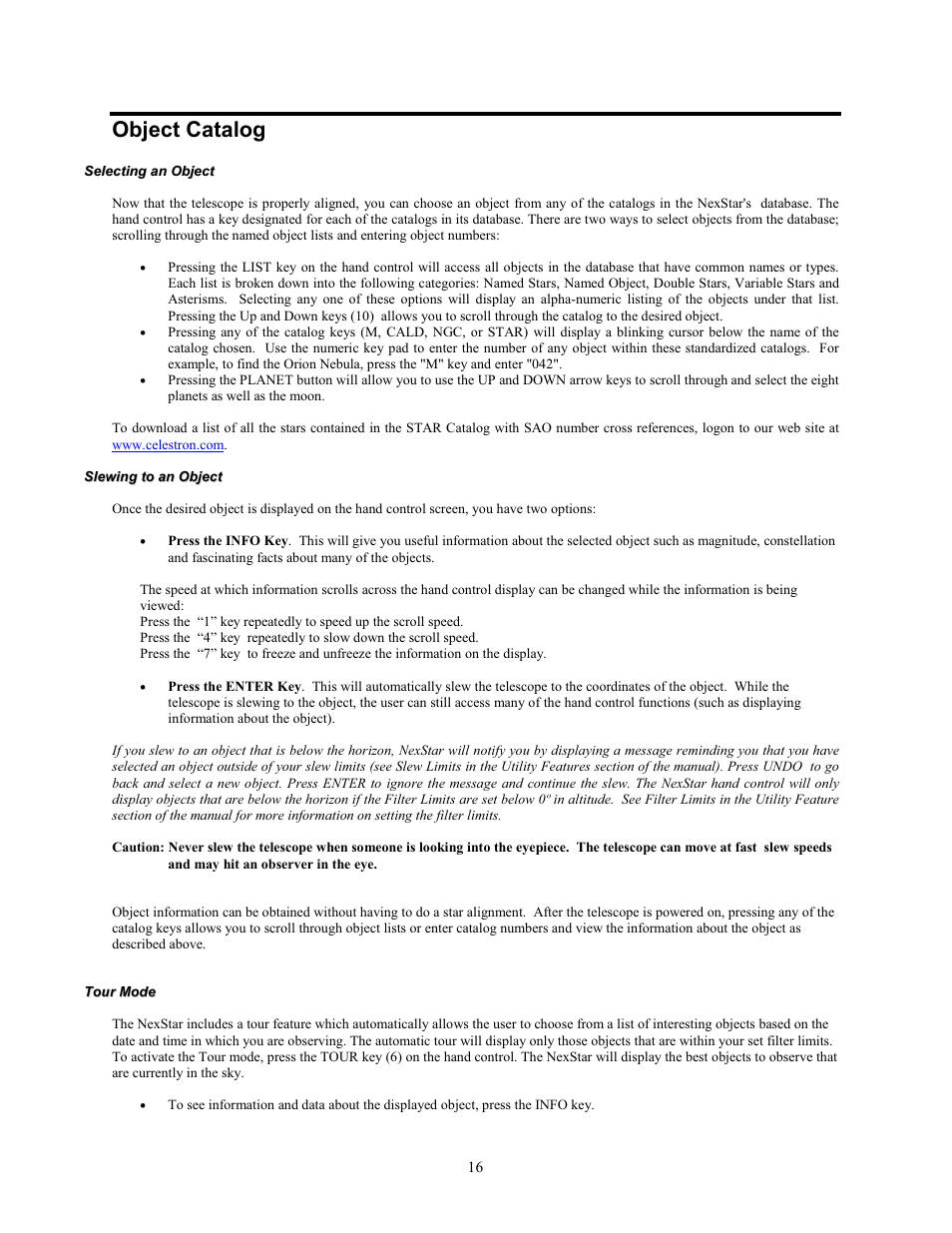 Object catalog | Celestron NexStar 80GTL User Manual | Page 16 / 44