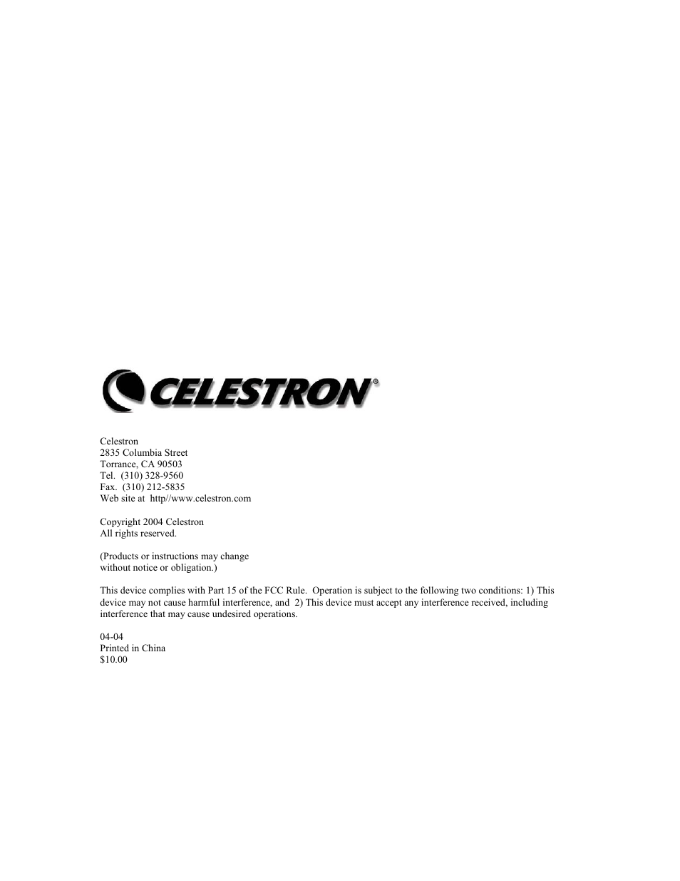Celestron NexStar 80GTL User Manual | Page 44 / 44