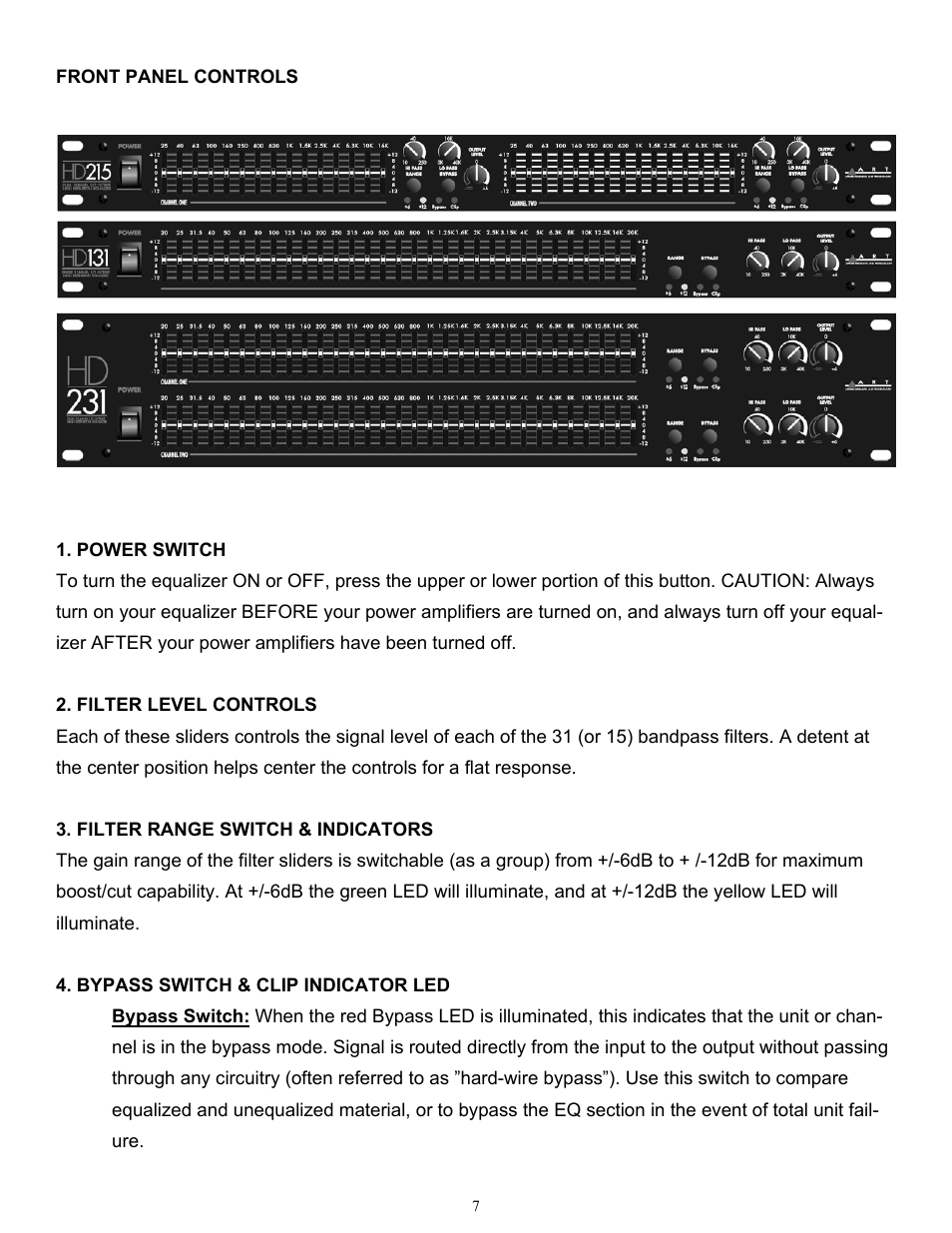 ART Pro Audio HD-131 - Single 31 Band Graphic Equalizer User Manual | Page 7 / 16