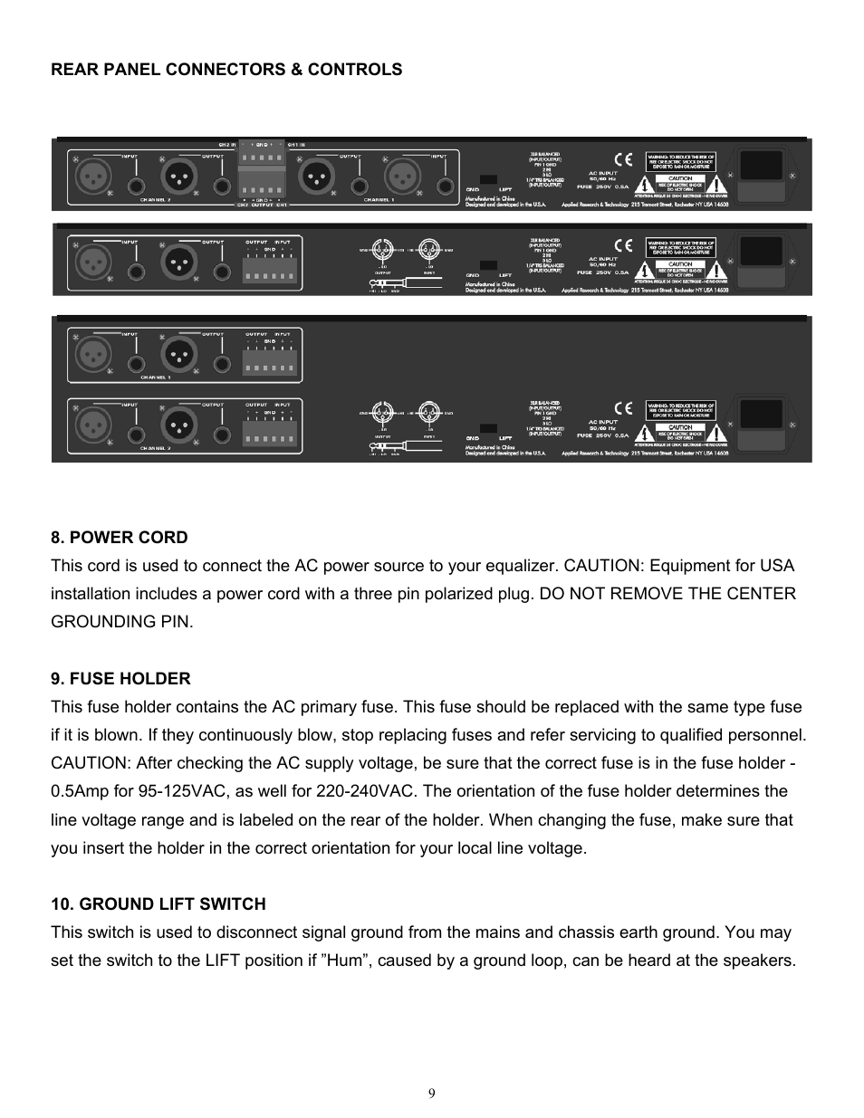 ART Pro Audio HD-131 - Single 31 Band Graphic Equalizer User Manual | Page 9 / 16