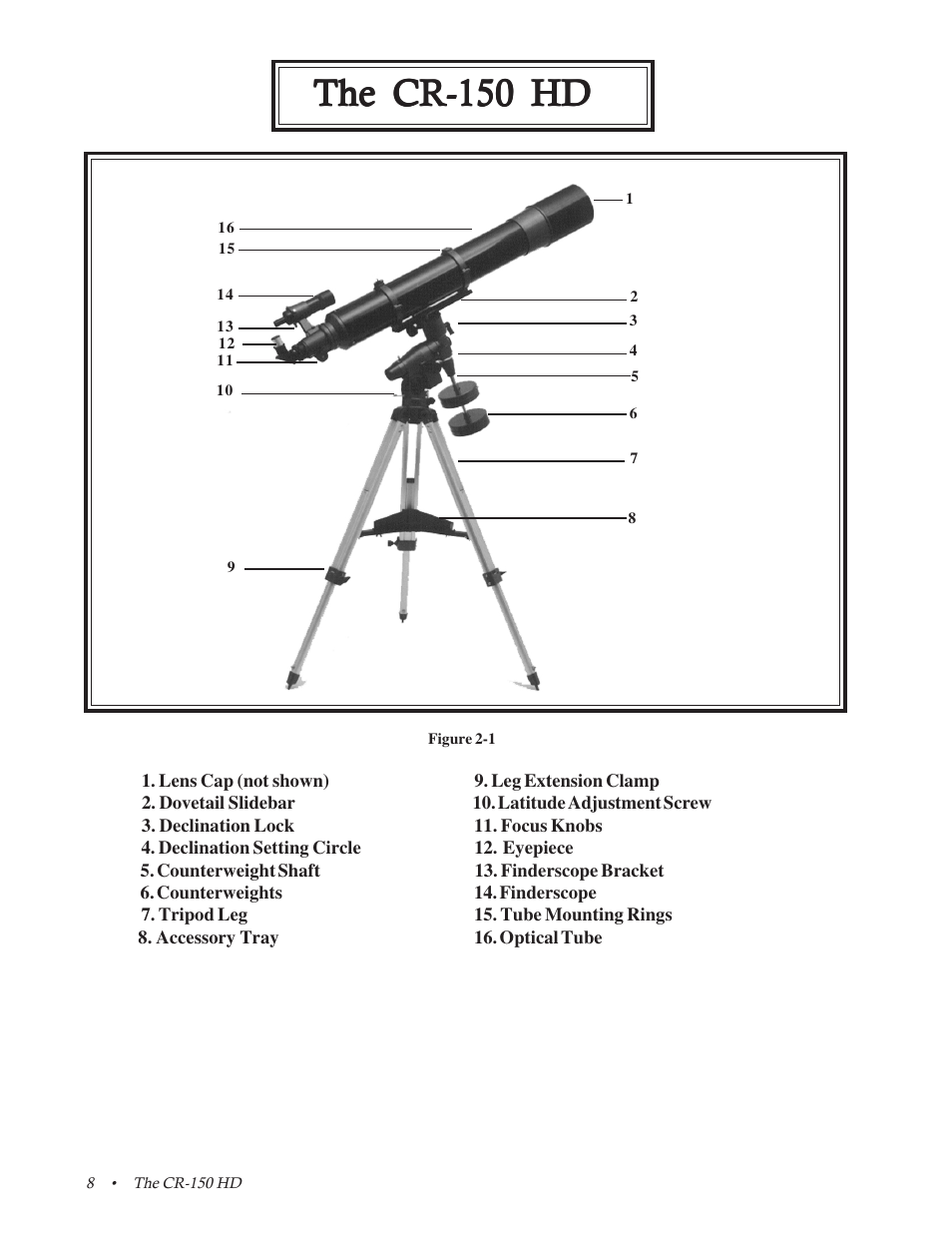 The cr-150 hd | Celestron CR-150 HD User Manual | Page 8 / 59