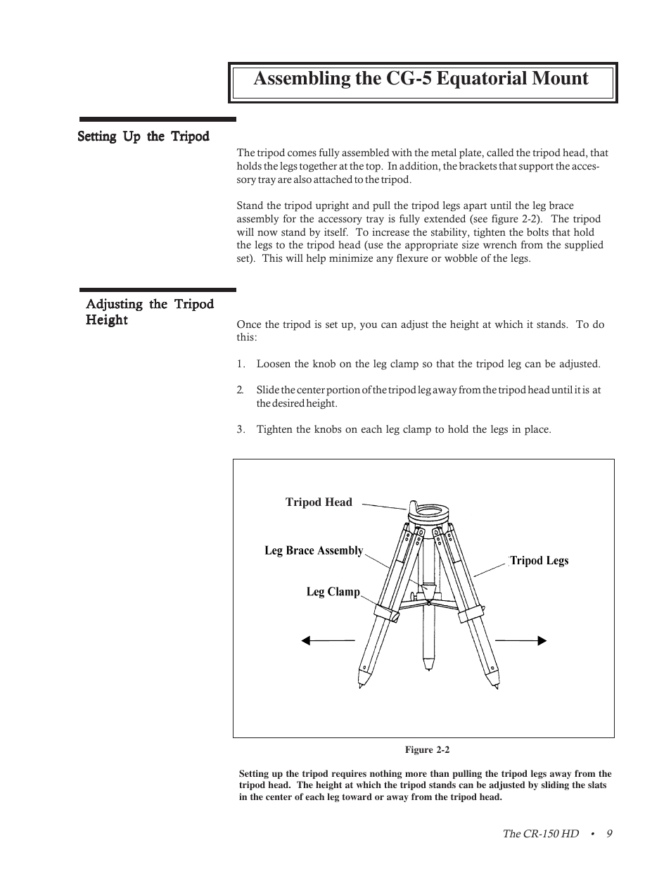 Assembling the cg-5 equatorial mount | Celestron CR-150 HD User Manual | Page 9 / 59