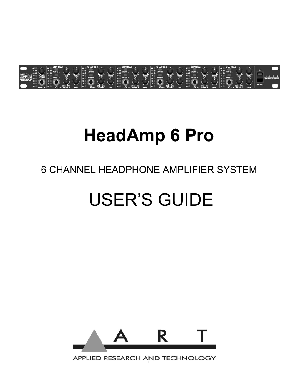 ART Pro Audio HeadAmp6 Pro - 6 Ch. Pro Headphone Amp User Manual | 16 pages