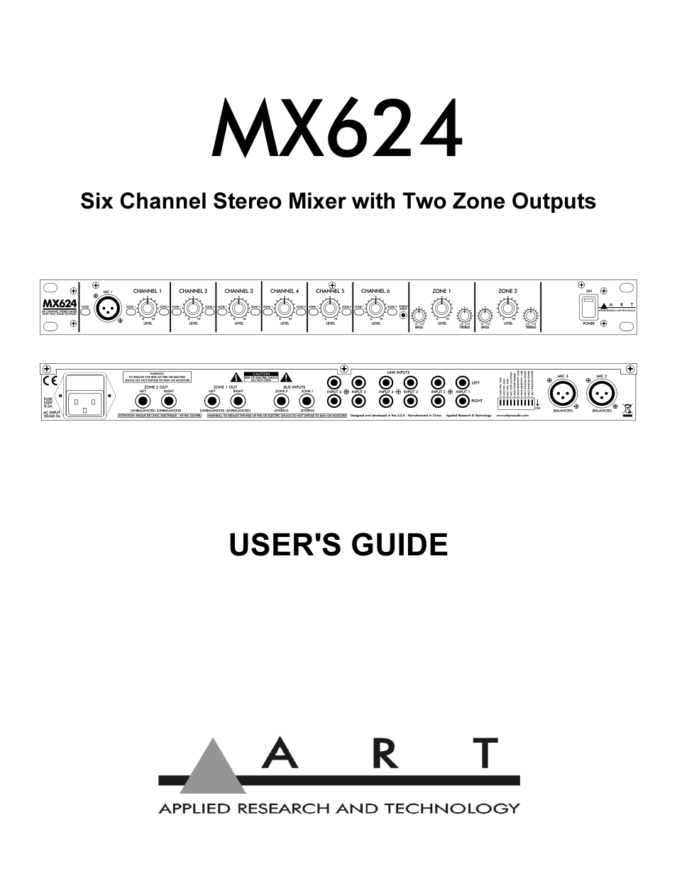 ART Pro Audio MX624 - Six Channel Stereo Mixer User Manual | 16 pages
