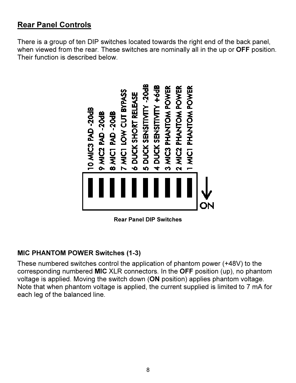 Rear panel controls | ART Pro Audio MX624 - Six Channel Stereo Mixer User Manual | Page 8 / 16