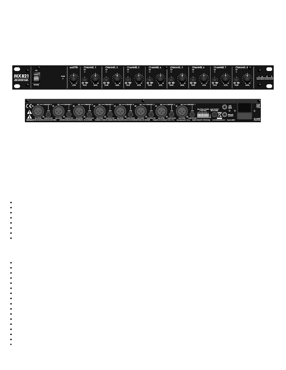 ART Pro Audio MX821 - 8 Ch (1U) Mic/Line Mixer w/ Tone User Manual | 2 pages