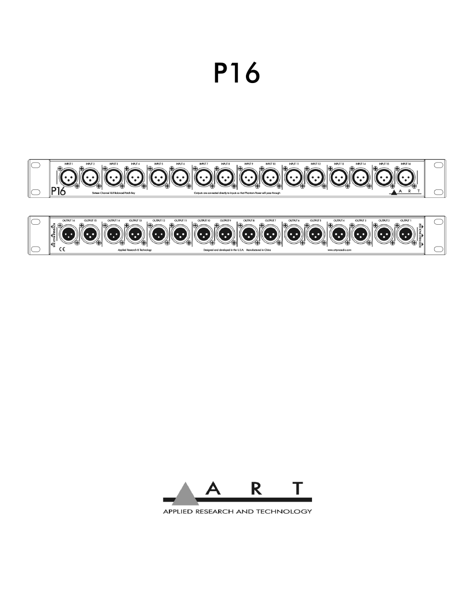 ART Pro Audio P16 - XLR Balanced Patch Bay User Manual | 8 pages
