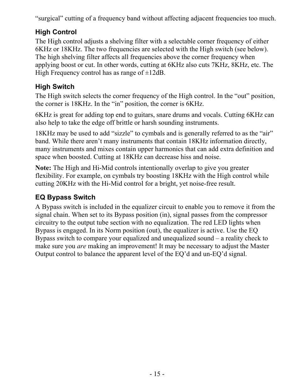 ART Pro Audio Pro Channel - Mic Preamp/Compressor/EQ User Manual | Page 16 / 27