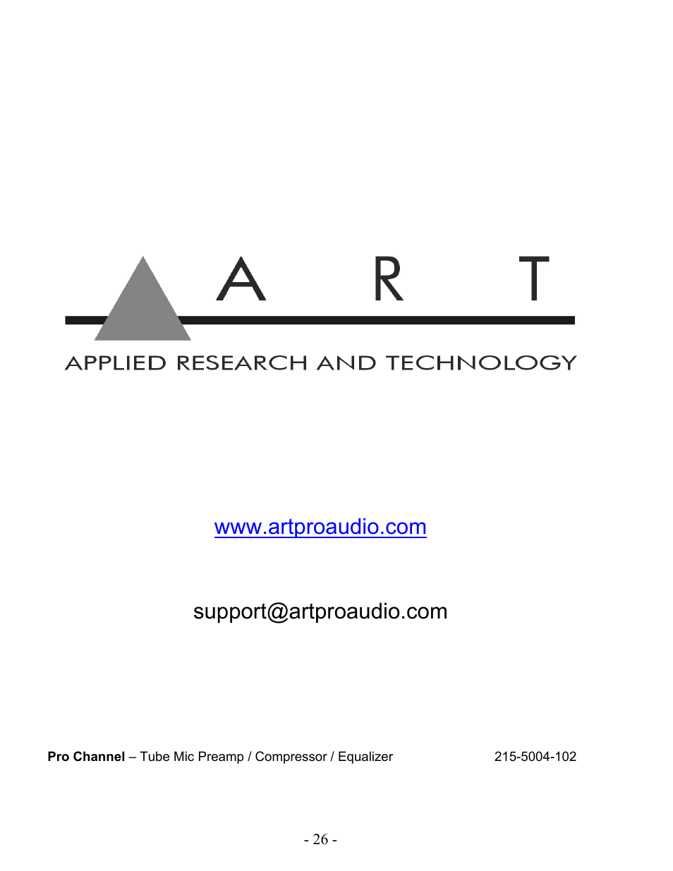 ART Pro Audio Pro Channel - Mic Preamp/Compressor/EQ User Manual | Page 27 / 27