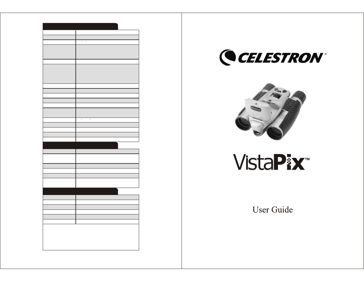 Celestron VistaPix 72212 User Manual | 12 pages