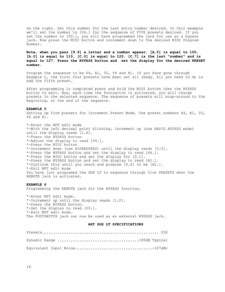 ART Pro Audio SGX LT - Guitar Preamp with F/X User Manual | Page 20 / 30