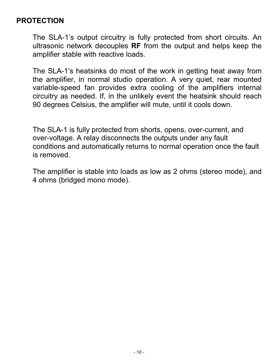 ART Pro Audio SLA1 - 100W Power Amplifier User Manual | Page 10 / 13