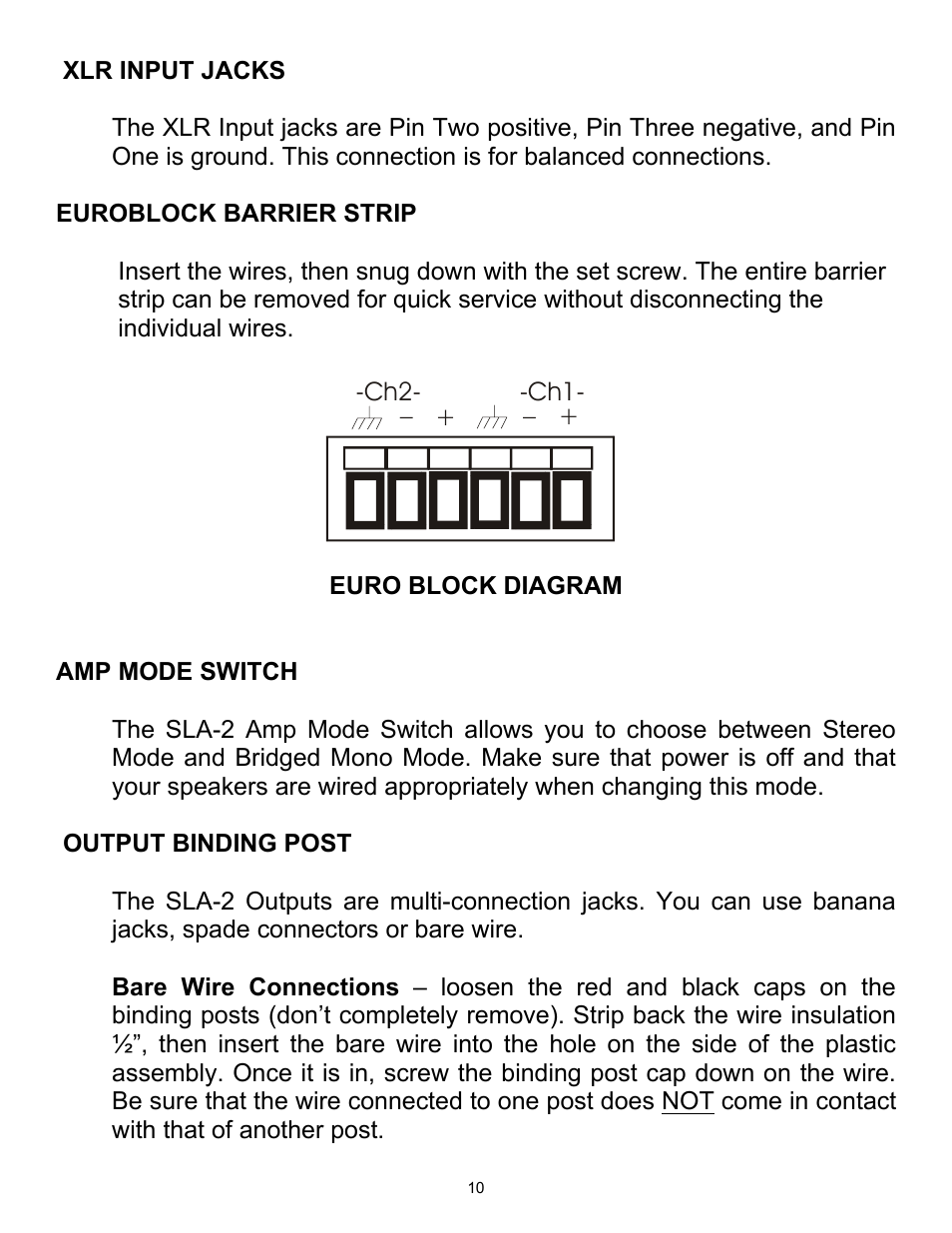 ART Pro Audio SLA2 - 200W Power Amplifier User Manual | Page 10 / 16