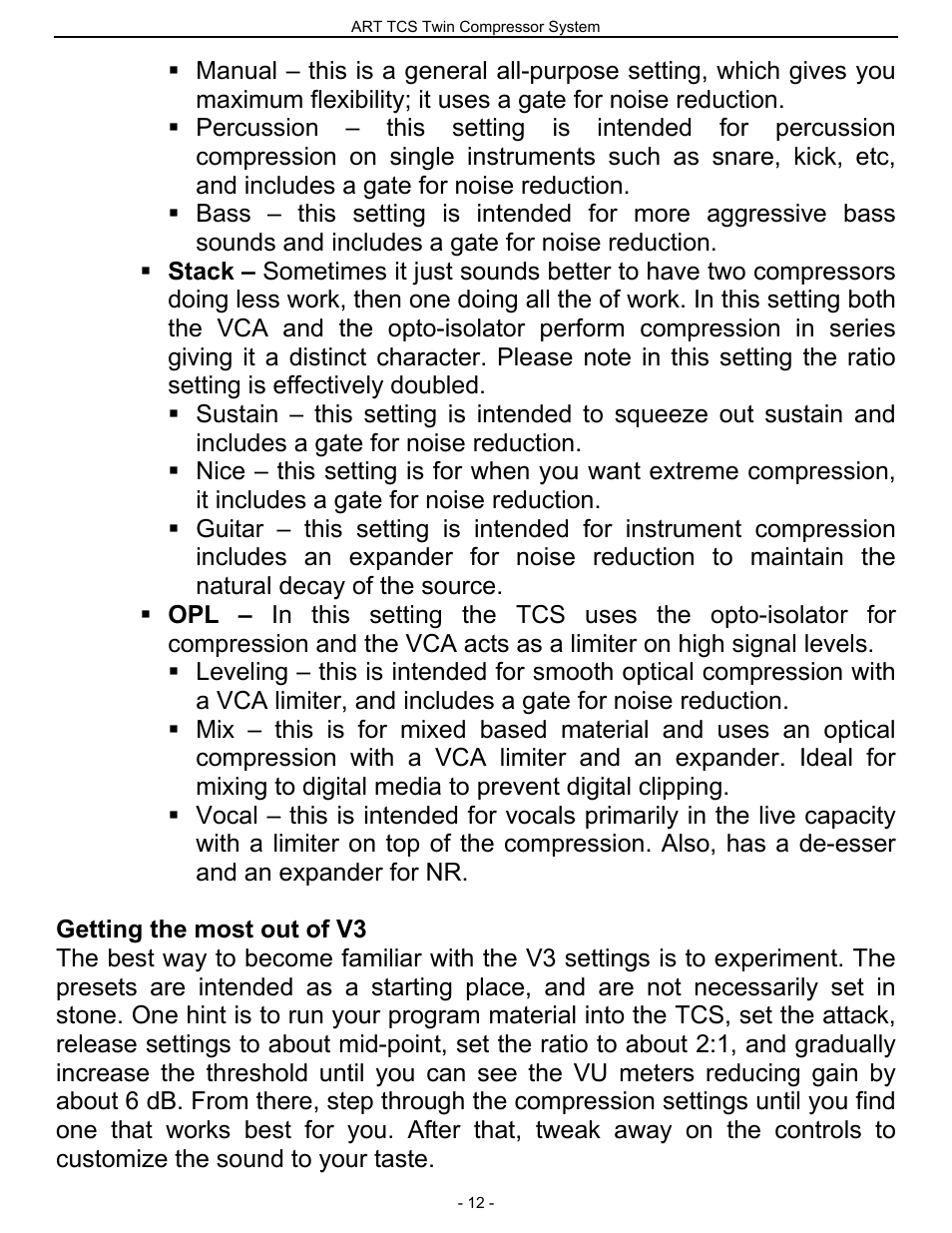 ART Pro Audio TCS - Twin Compressor System User Manual | Page 11 / 20