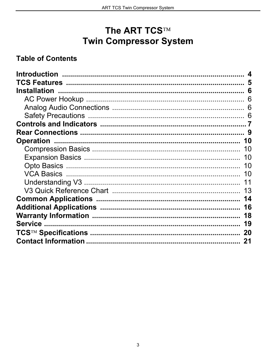ART Pro Audio TCS - Twin Compressor System User Manual | Page 2 / 20