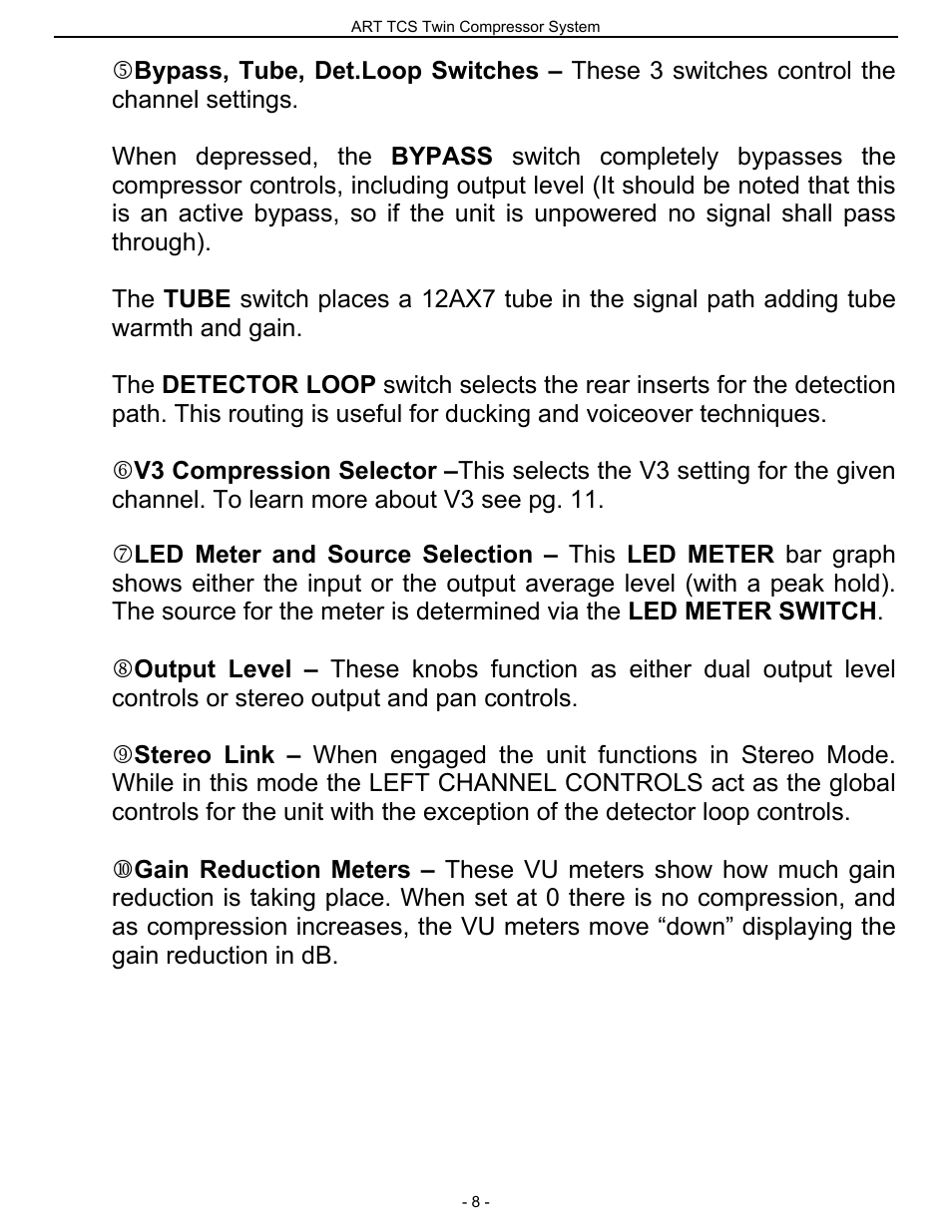 ART Pro Audio TCS - Twin Compressor System User Manual | Page 7 / 20