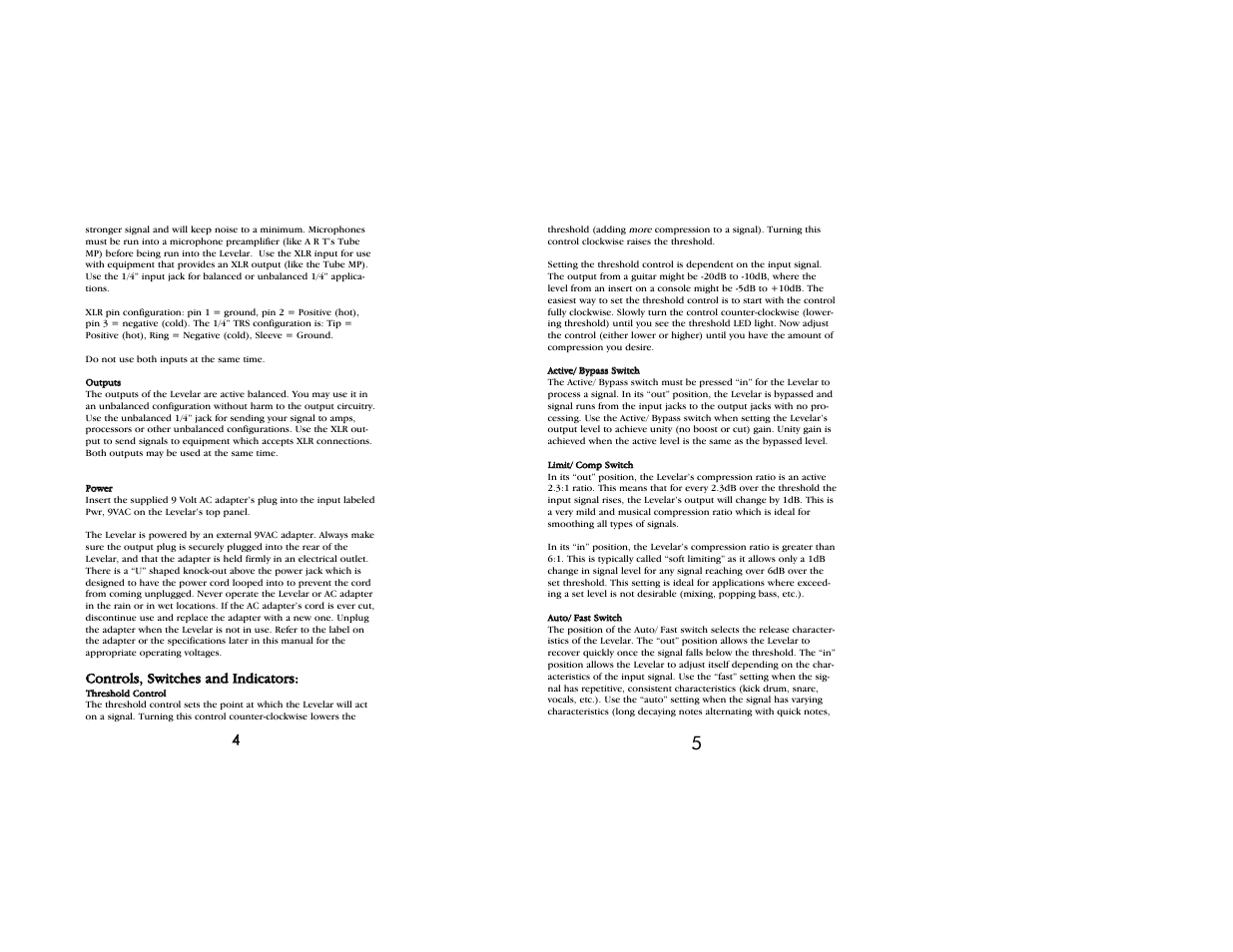 ART Pro Audio The Levelar - Tube Compressor User Manual | Page 3 / 5