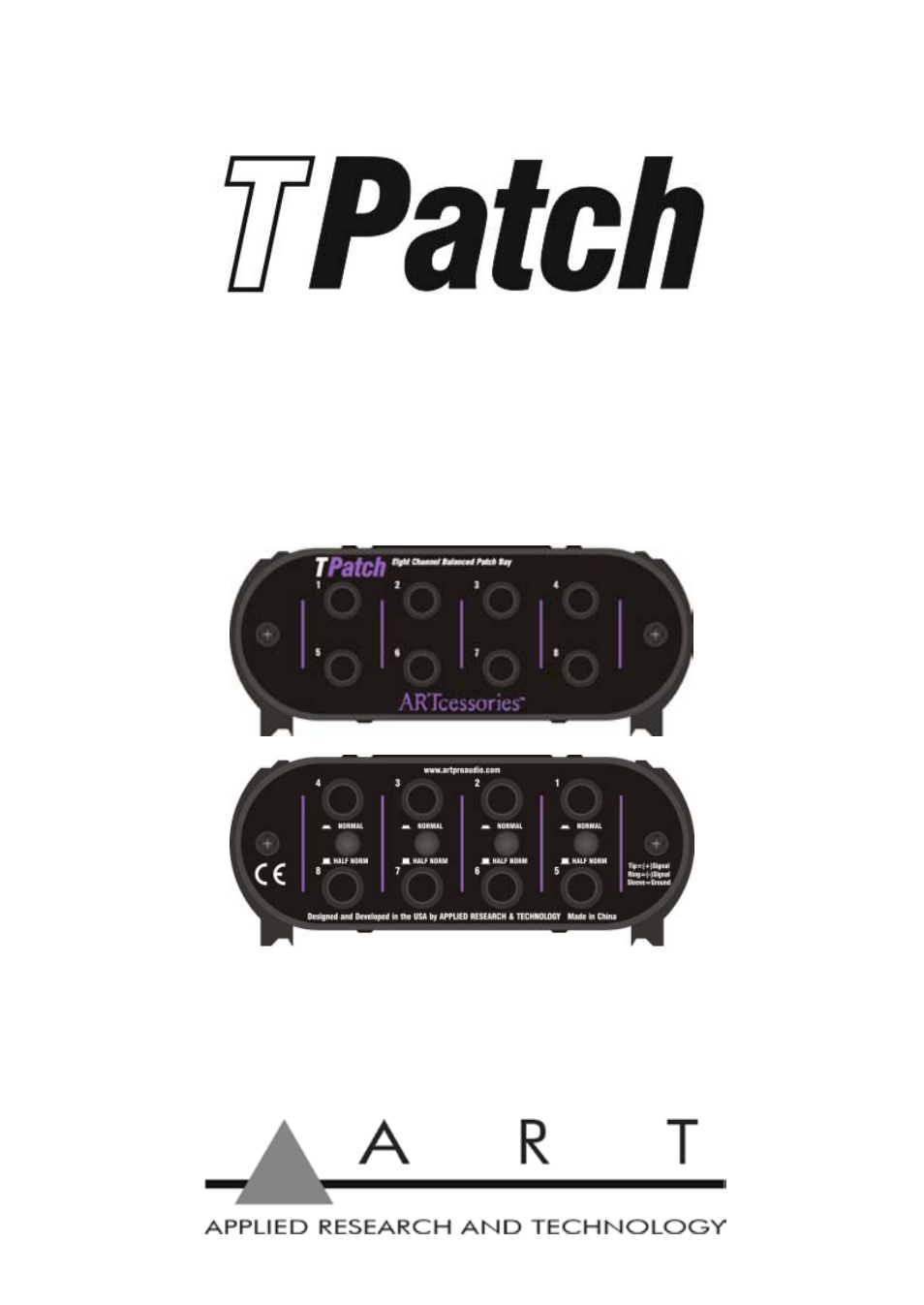 ART Pro Audio TPatch - Eight Point Balanced Patch Bay User Manual | 15 pages