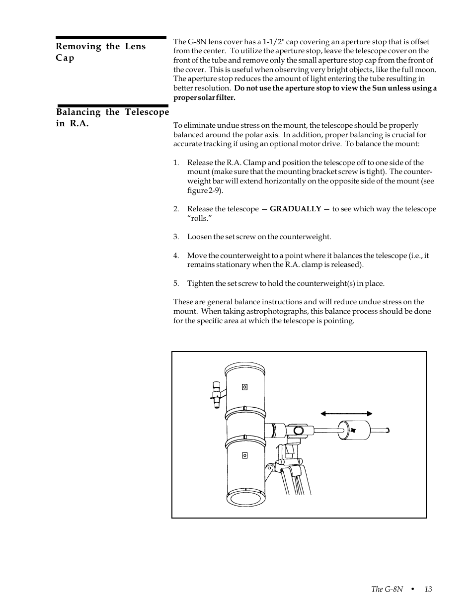 Balancing the telescope | Celestron 31058 User Manual | Page 16 / 60