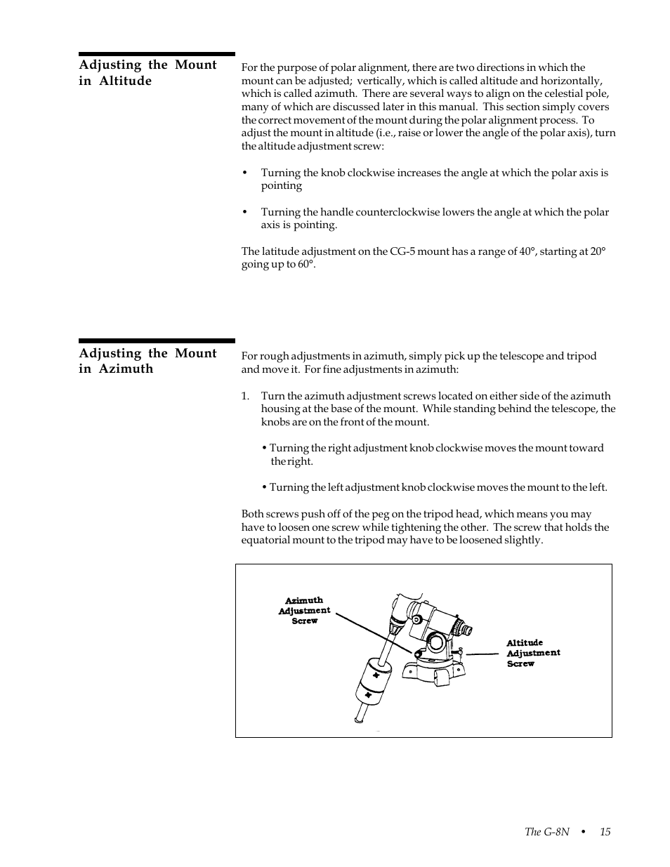 Adjusting the mount in altitude and azimuth | Celestron 31058 User Manual | Page 18 / 60
