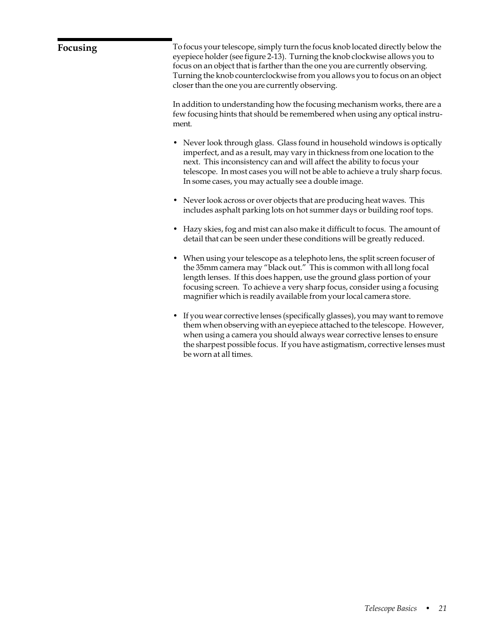 Focusing | Celestron 31058 User Manual | Page 24 / 60