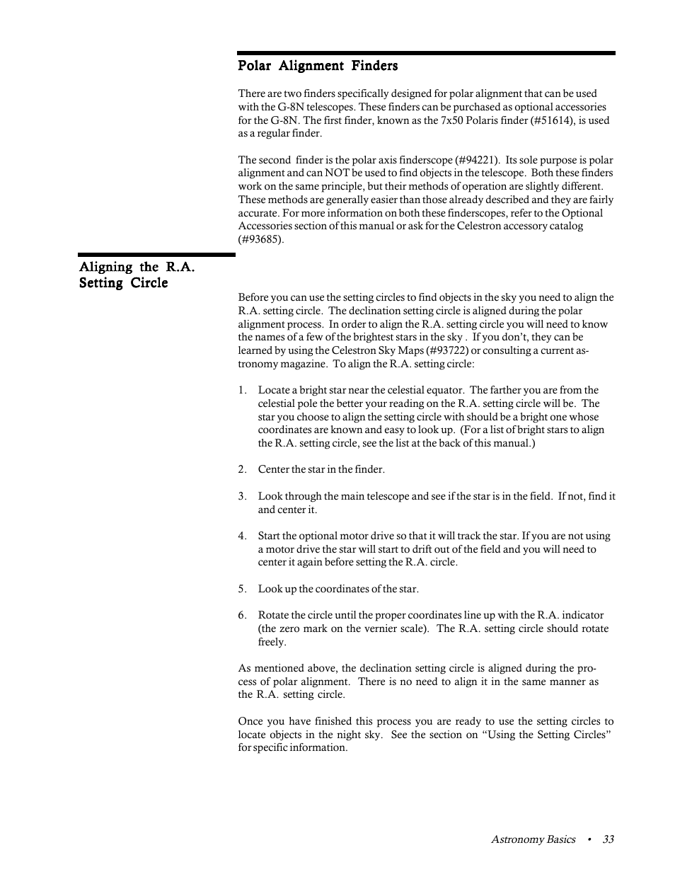 Aligning the r.a. setting circle | Celestron 31058 User Manual | Page 36 / 60