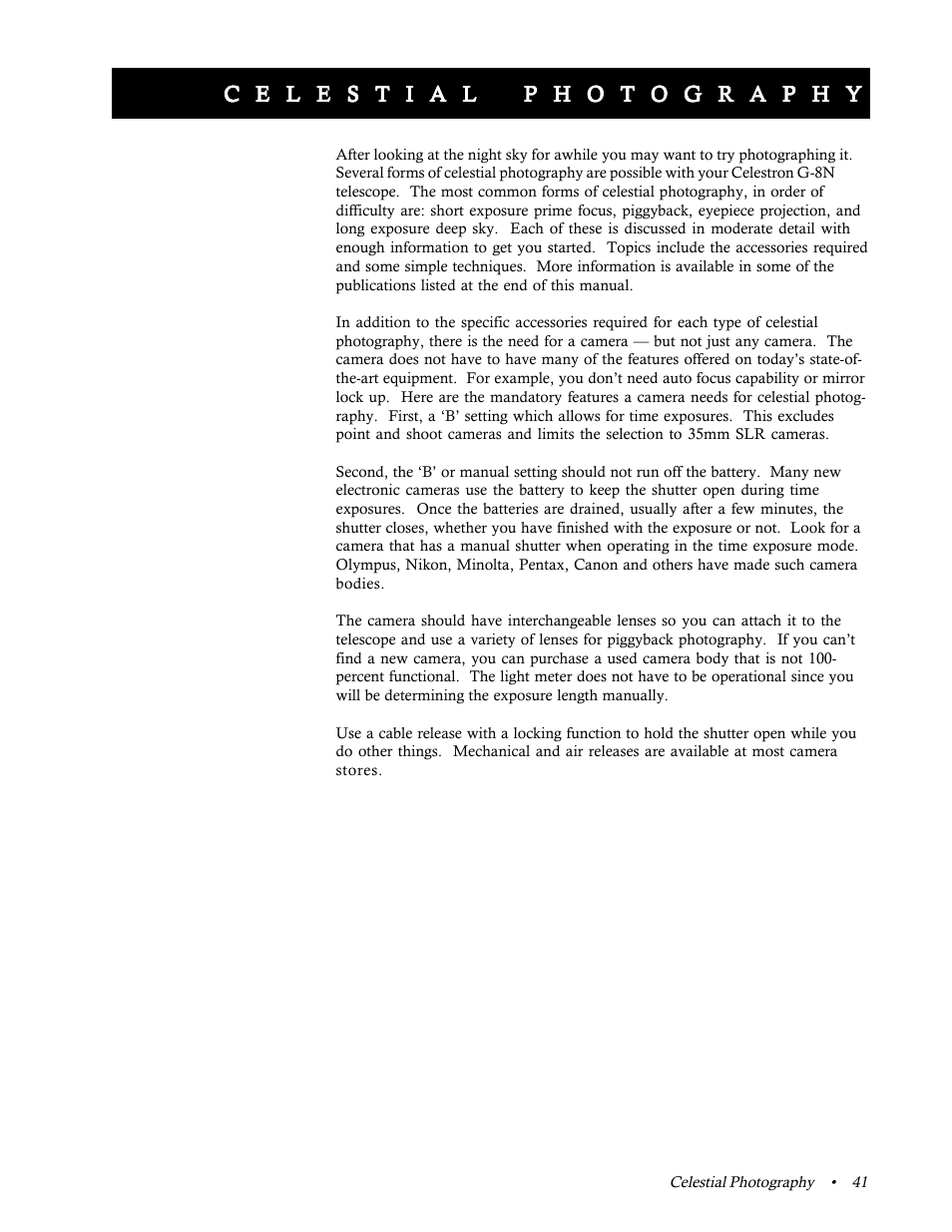 Celestial photography | Celestron 31058 User Manual | Page 44 / 60