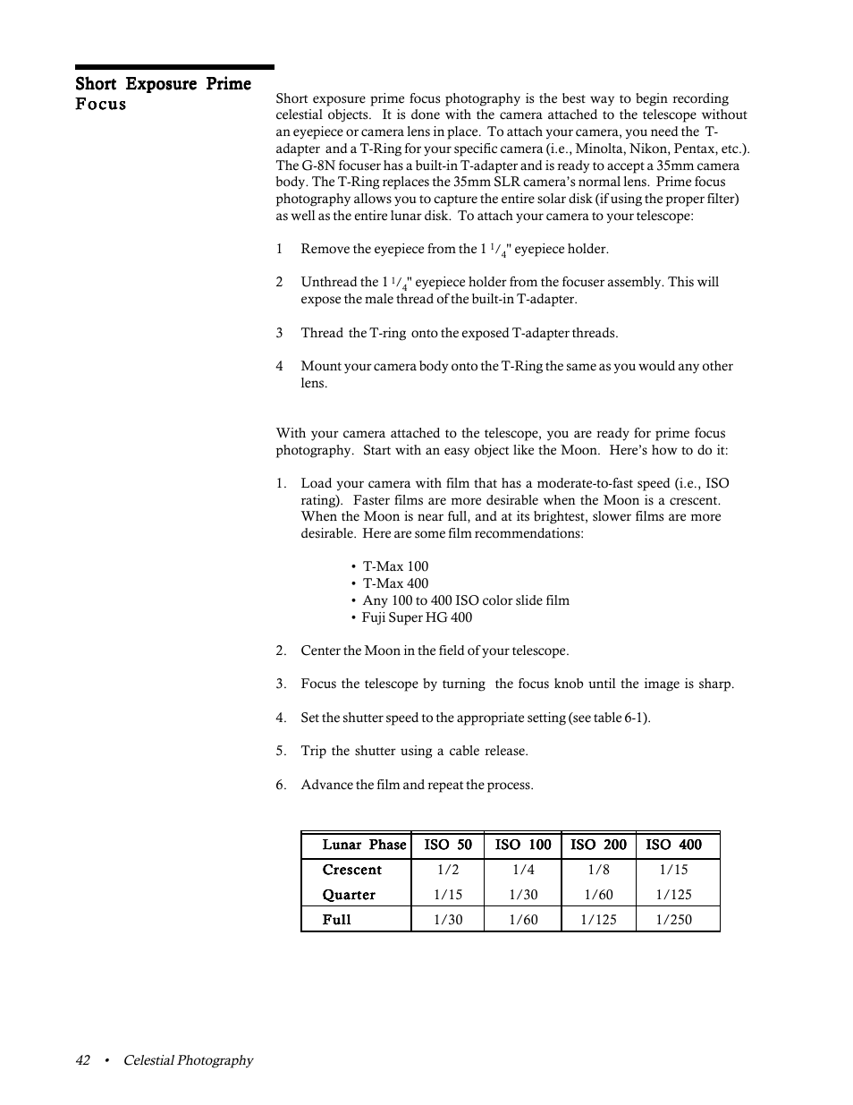 Short exposure prime focus | Celestron 31058 User Manual | Page 45 / 60