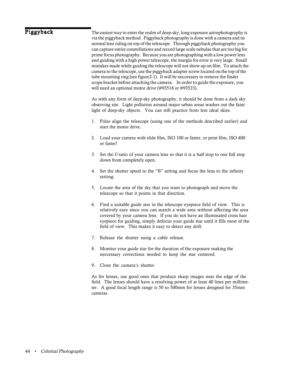 Piggyback | Celestron 31058 User Manual | Page 47 / 60