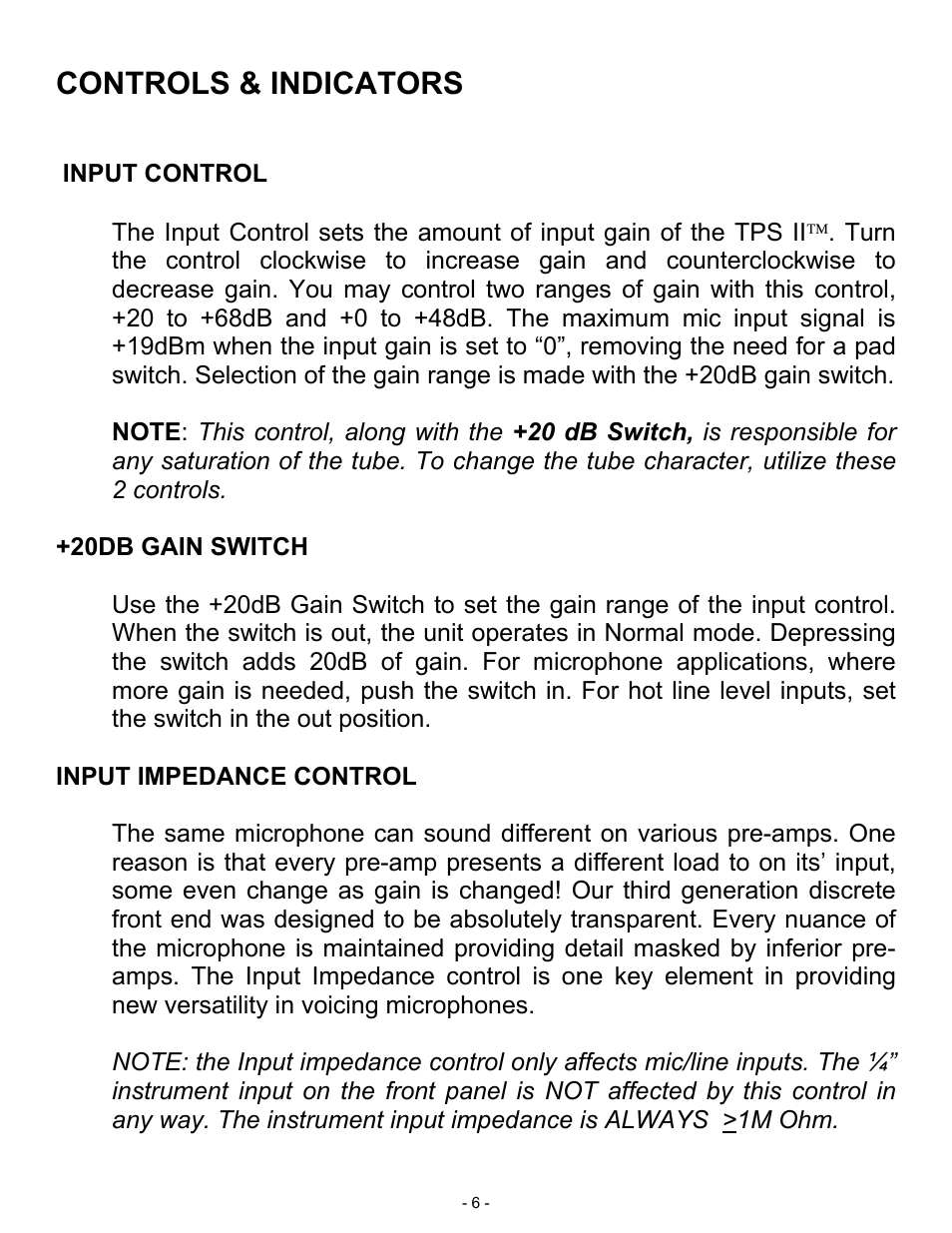 Controls & indicators | ART Pro Audio TPS II - Tube Preamplifier System User Manual | Page 6 / 18