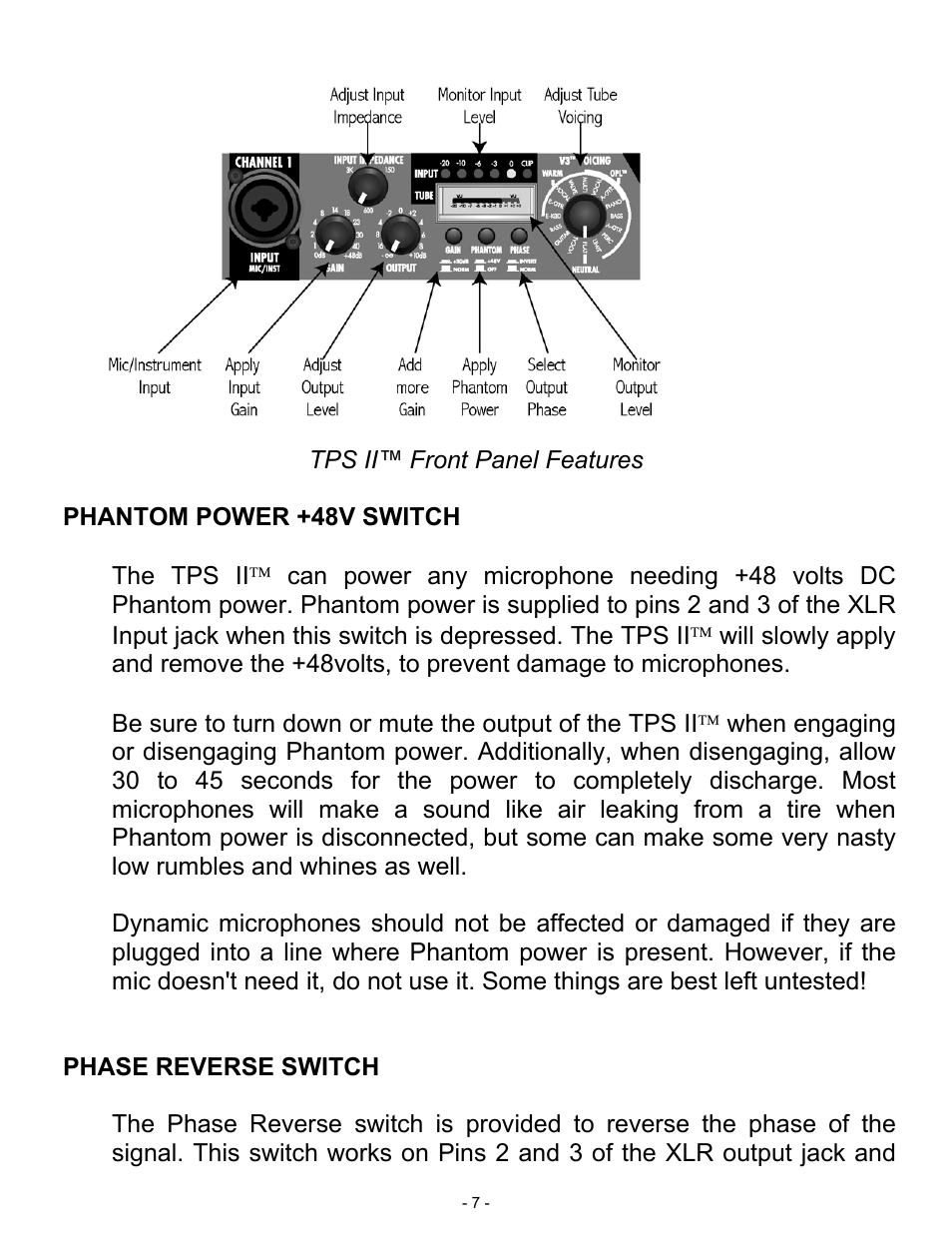 ART Pro Audio TPS II - Tube Preamplifier System User Manual | Page 7 / 18