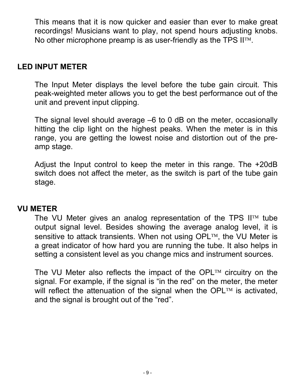 ART Pro Audio TPS II - Tube Preamplifier System User Manual | Page 9 / 18