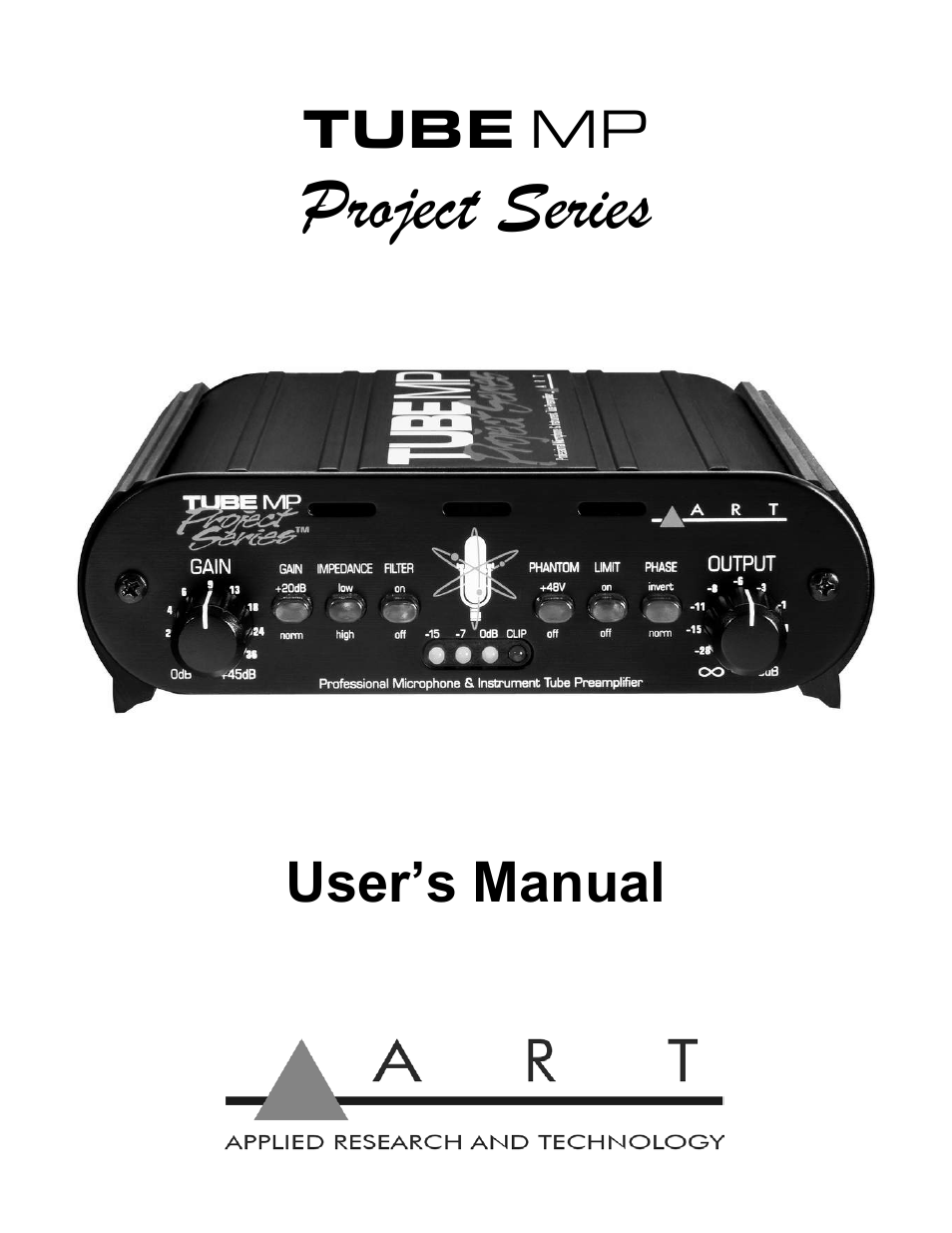 ART Pro Audio Tube MP - Project Series User Manual | 12 pages