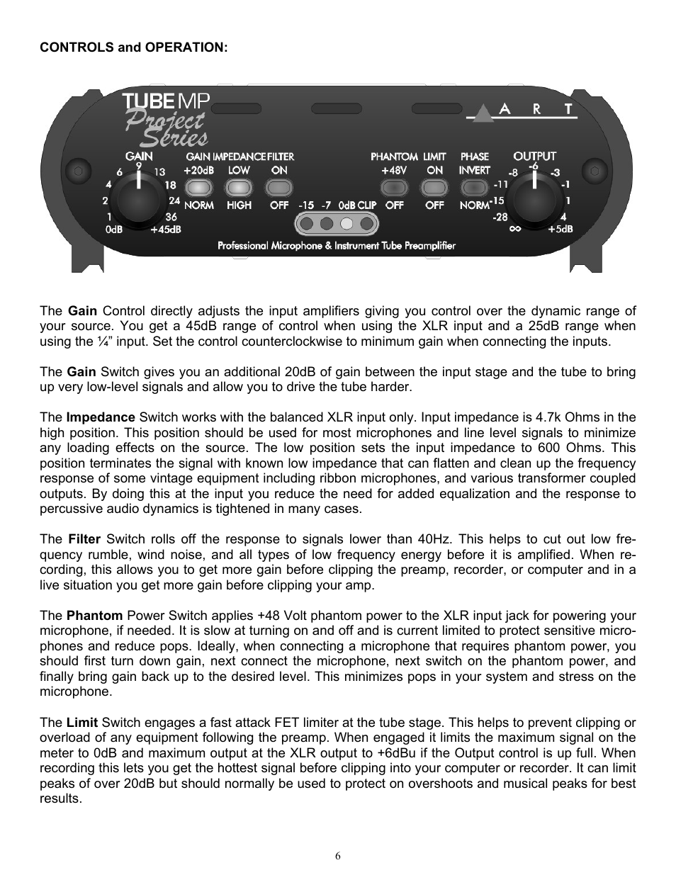 ART Pro Audio Tube MP - Project Series User Manual | Page 6 / 12