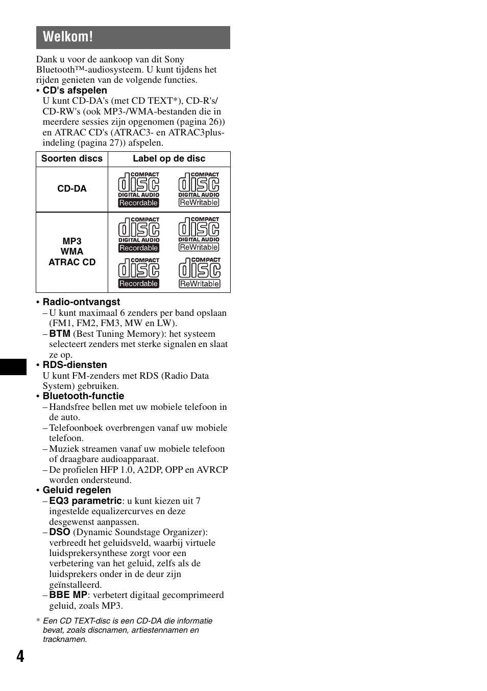 Welkom | Sony MEX-BT5000 User Manual | Page 136 / 204