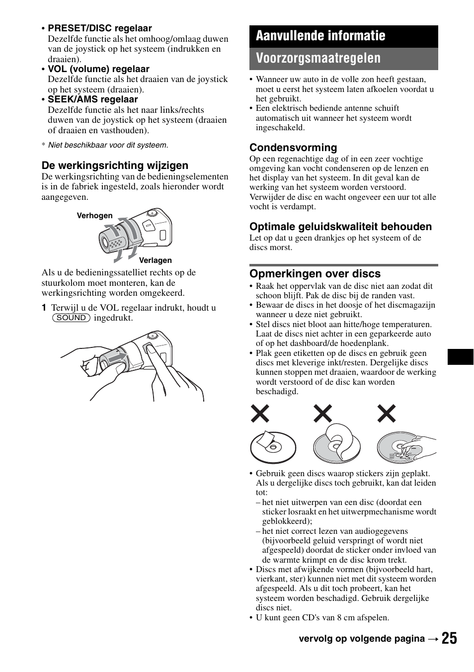Aanvullende informatie, Voorzorgsmaatregelen, Opmerkingen over discs | Aanvullende informatie voorzorgsmaatregelen | Sony MEX-BT5000 User Manual | Page 157 / 204