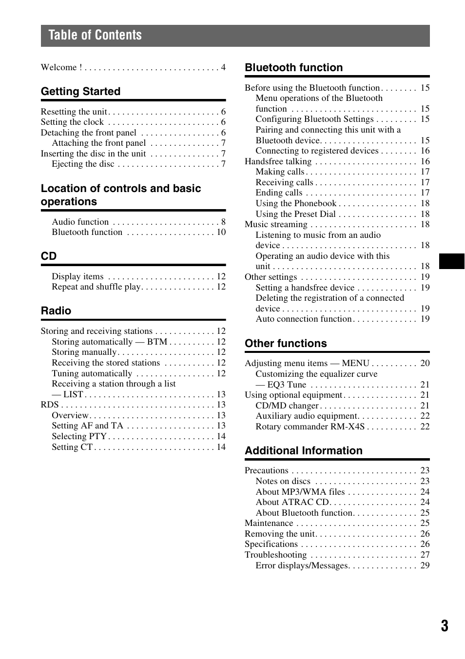 Sony MEX-BT5000 User Manual | Page 3 / 204