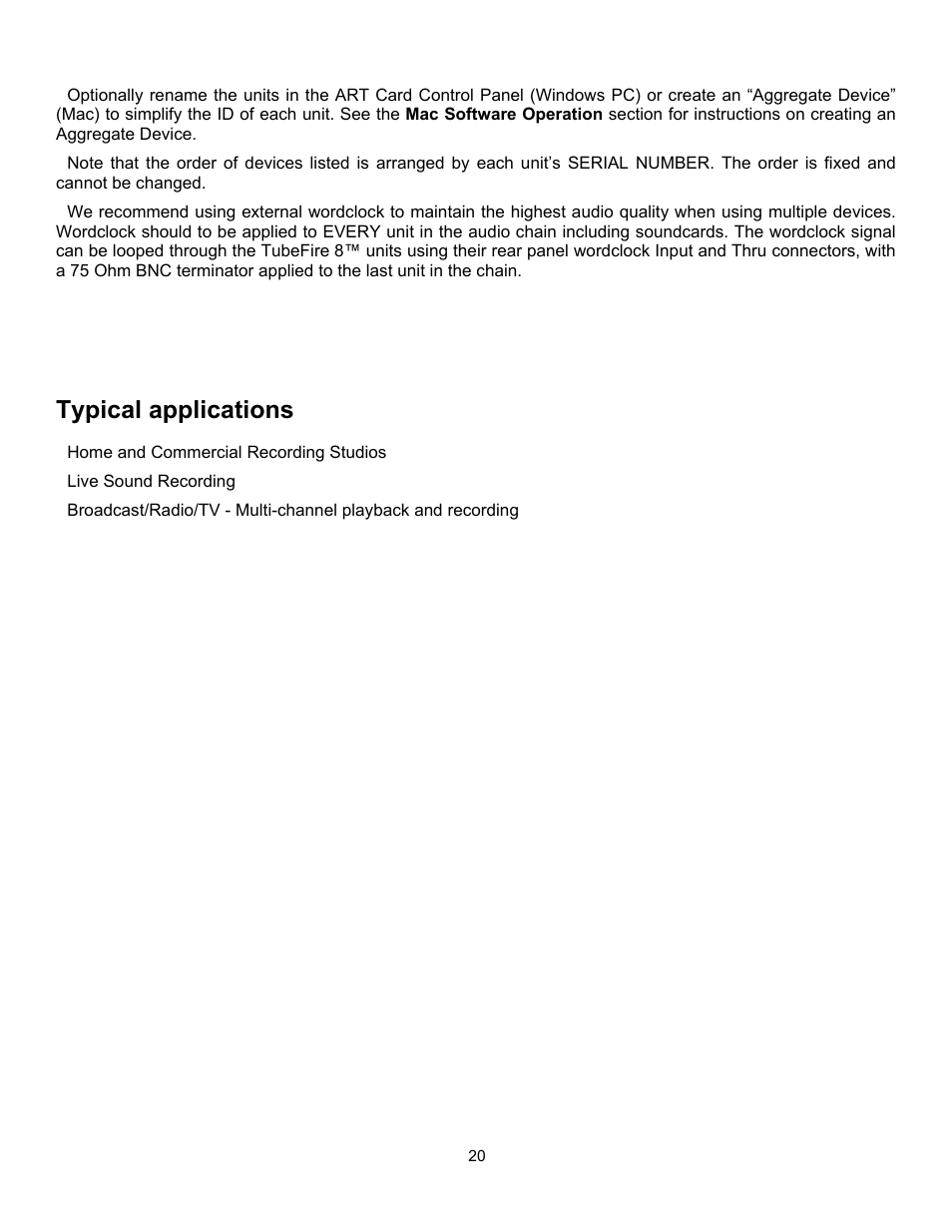 Typical applications | ART Pro Audio TubeFire 8 - Eight Ch. Mic Pre with Firewire User Manual | Page 21 / 26