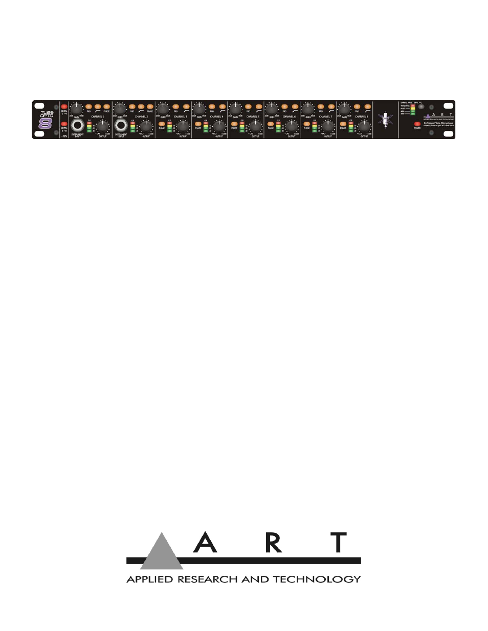 ART Pro Audio TubeOpto 8 - Eight Ch. Mic Preamp with ADAT User Manual | 16 pages
