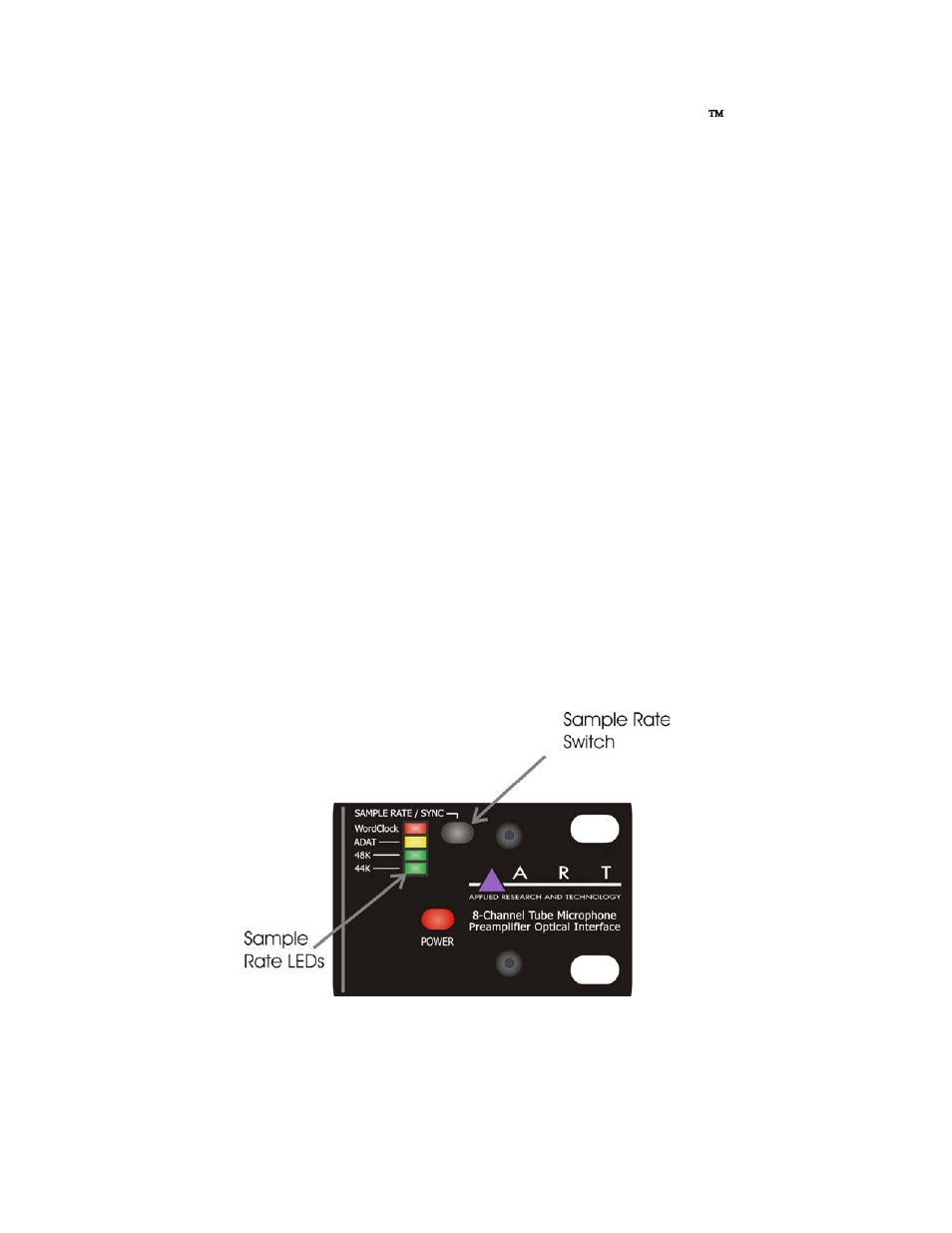 48v switches, Phase switch, Low cut switch | Led meter, Output control, Sample rate/sync switch, Figure 2 – sample rate section, Figure 2 - sample rate section | ART Pro Audio TubeOpto 8 - Eight Ch. Mic Preamp with ADAT User Manual | Page 6 / 16