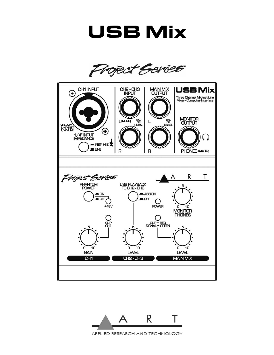 ART Pro Audio USB Mix - Project Series User Manual | 12 pages