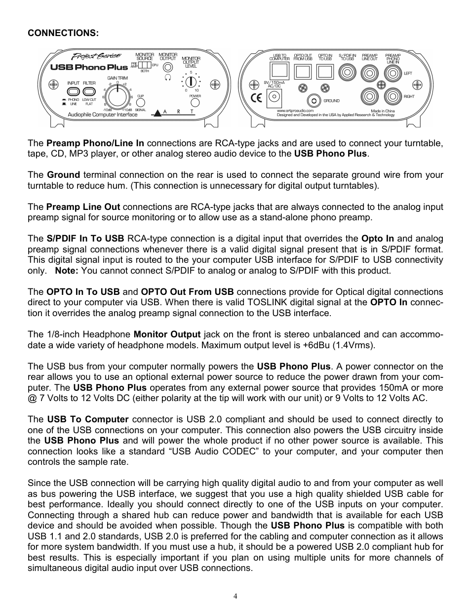 ART Pro Audio USB Phono Plus - Project Series User Manual | Page 4 / 16