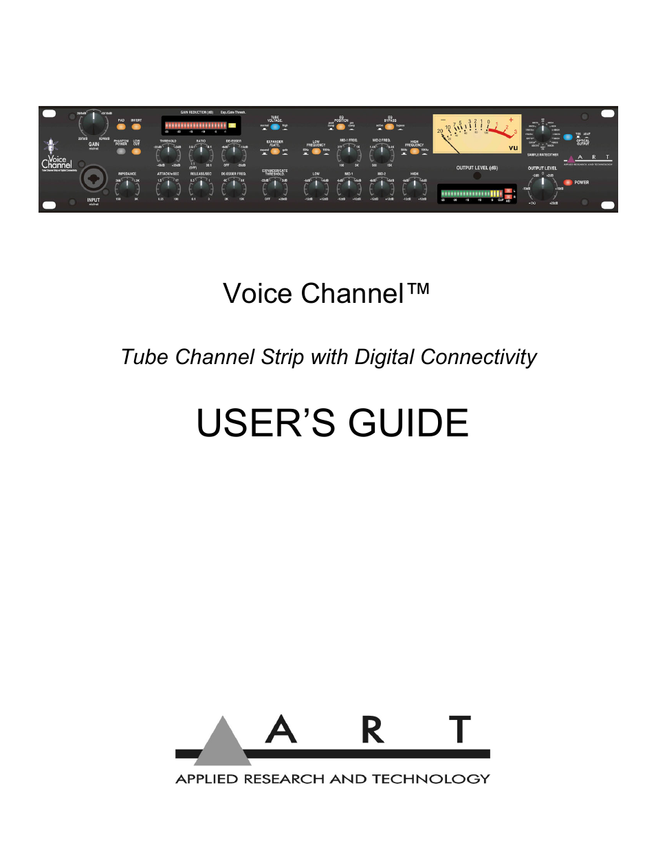 ART Pro Audio VoiceChannel - Tube Channel Strip with Digital Outs User Manual | 20 pages